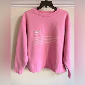 Brunette The Label Pink Babe Crew Neck Sweater